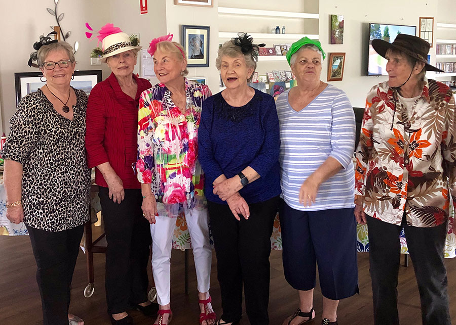 Residents at Riverside Gardens retirement village enjoying Melbourne Cup festivities